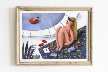 Summer lady in the pool print