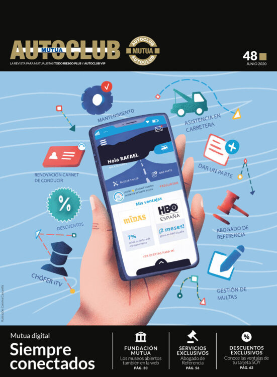 Hand holding a phone illustration for cover magazine