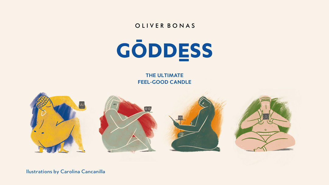 Illustrations of goddess for set of candles