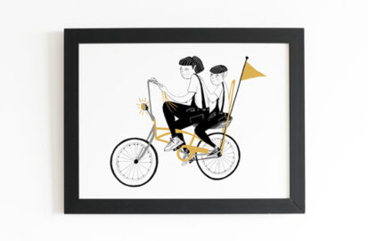 Retro bikers kids illustration