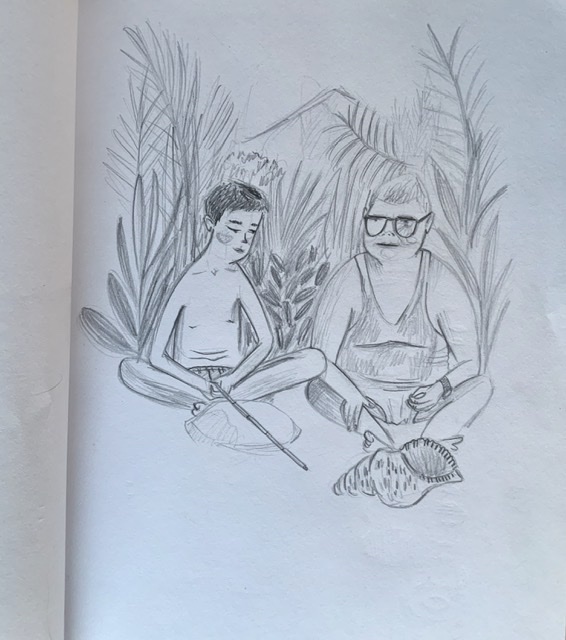Pencil sketch of 2 boys from the novel Lord of the flies